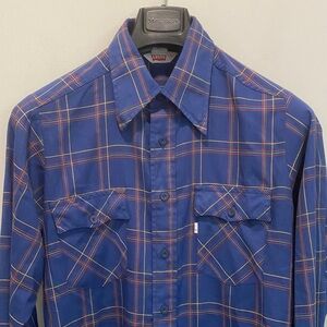 Levi’s Vintage Plaid Button Shirt Men’s Large Blue Check Long Sleeve
